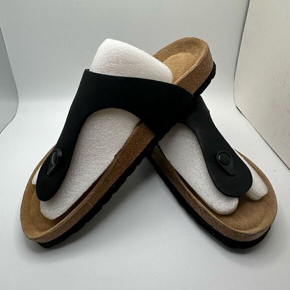 CUSHIONAIRE Women's Leah Cork Footbed Sandal With +Comfort 6.5 BLACK - Picture 7 of 7